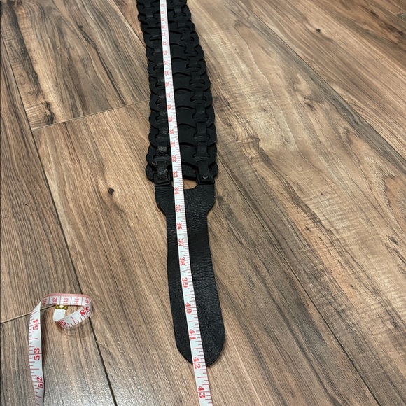 Leather Braided Extra Wide Black Belt Dressy Dress Coat Cinch Buckle Unique - Picture 7 of 13